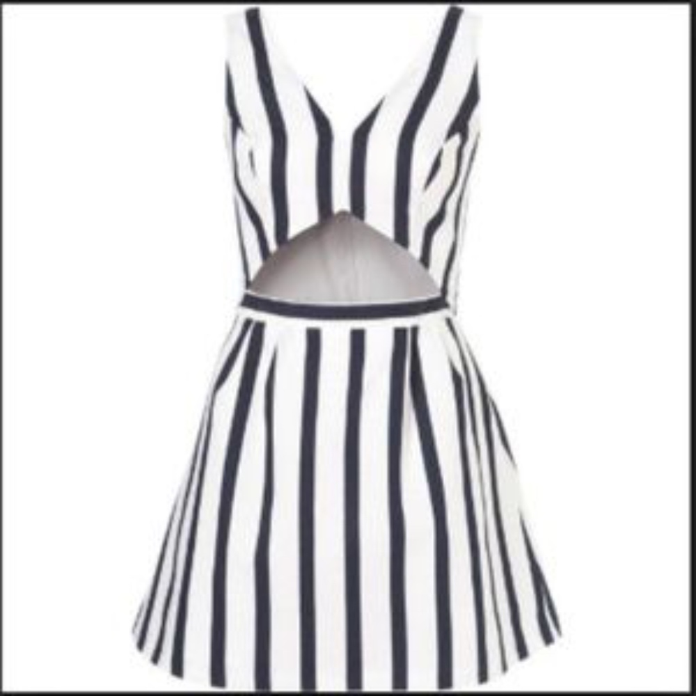 Topshop Striped Dress with Triangle Cutout